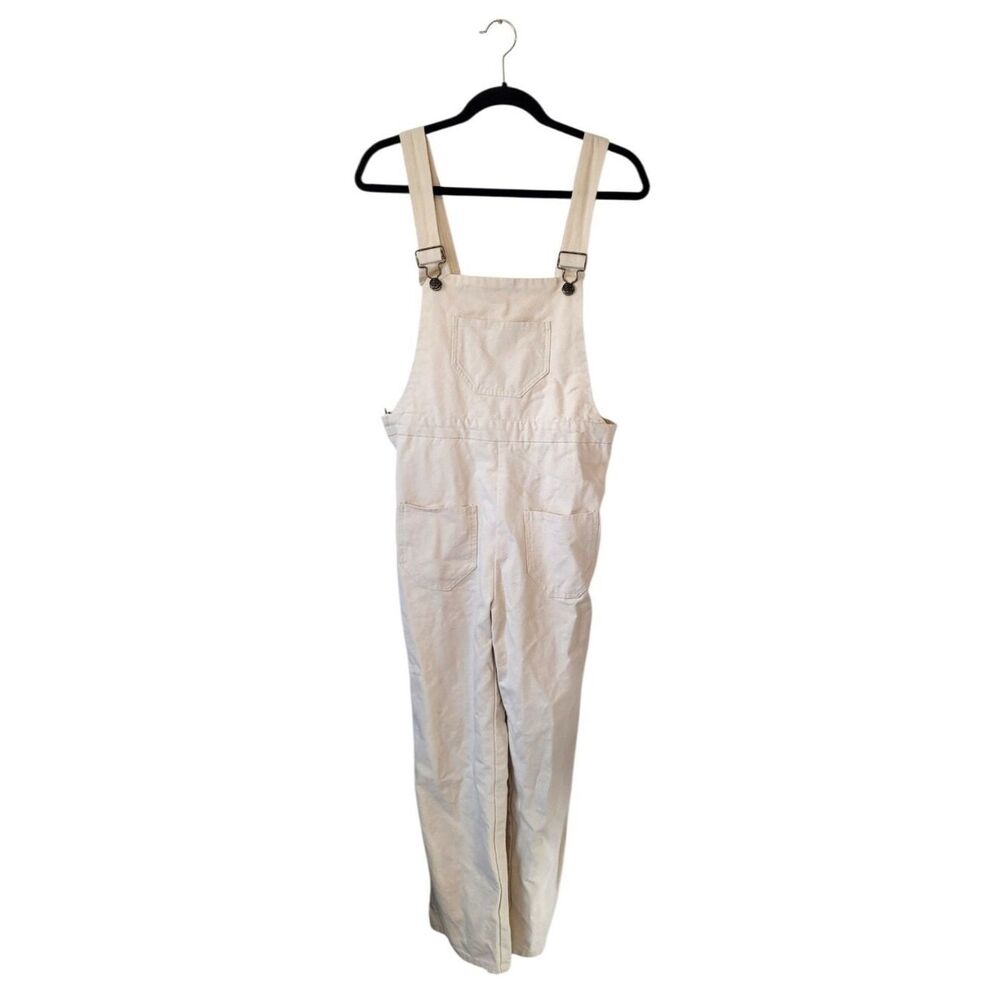 Lykke Wullf Cream Cotton Overalls Classic Bib Front Size M